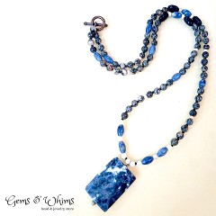 Sodalite, bone and lava for a beautiful senterpiece.