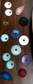 Donuts, focals carved from many colors of gorgeous seaglass at trunk show prices for a limited time only! 