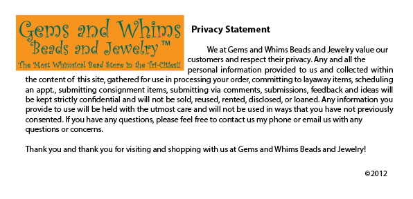 Gems and Whims Privacy Statement